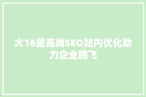 火16星高尚SEO站内优化助力企业腾飞  第1张