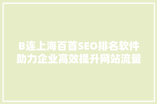B连上海百首SEO排名软件助力企业高效提升网站流量与排名