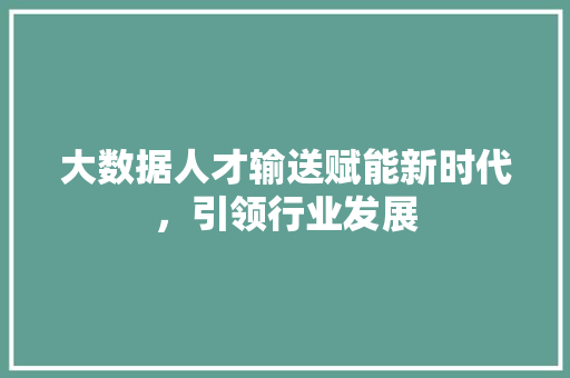 大数据人才输送赋能新时代，引领行业发展  第1张