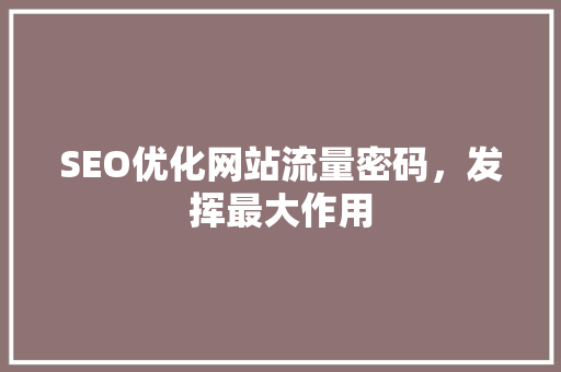 SEO优化网站流量密码，发挥最大作用