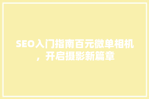 SEO入门指南百元微单相机，开启摄影新篇章