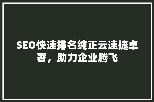 SEO快速排名纯正云速捷卓著，助力企业腾飞