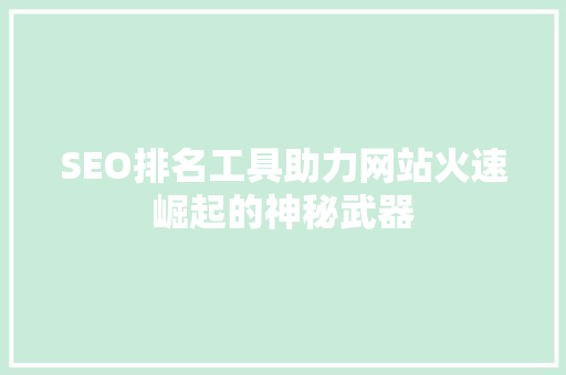 SEO排名工具助力网站火速崛起的神秘武器