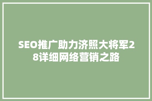 SEO推广助力济照大将军28详细网络营销之路