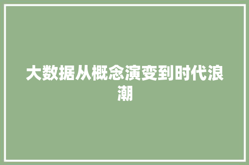 大数据从概念演变到时代浪潮
