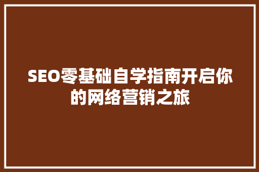 SEO零基础自学指南开启你的网络营销之旅