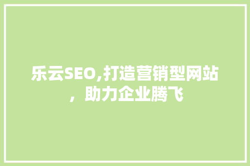 乐云SEO,打造营销型网站，助力企业腾飞