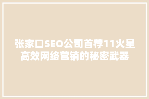 张家口SEO公司首荐11火星高效网络营销的秘密武器