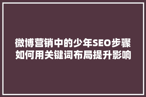 微博营销中的少年SEO步骤如何用关键词布局提升影响力