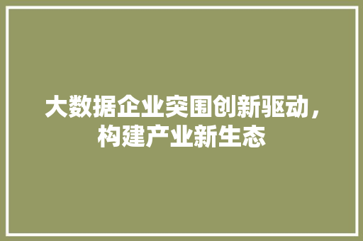 大数据企业突围创新驱动，构建产业新生态  第1张