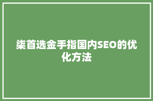 柒首选金手指国内SEO的优化方法