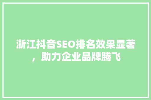 浙江抖音SEO排名效果显著，助力企业品牌腾飞