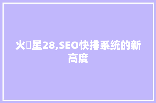 火乚星28,SEO快排系统的新高度