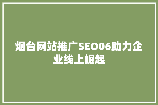烟台网站推广SEO06助力企业线上崛起