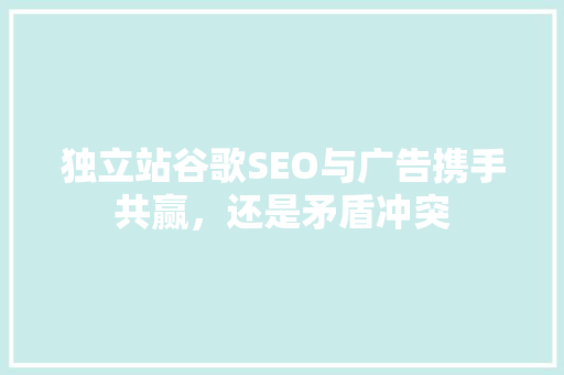 独立站谷歌SEO与广告携手共赢，还是矛盾冲突
