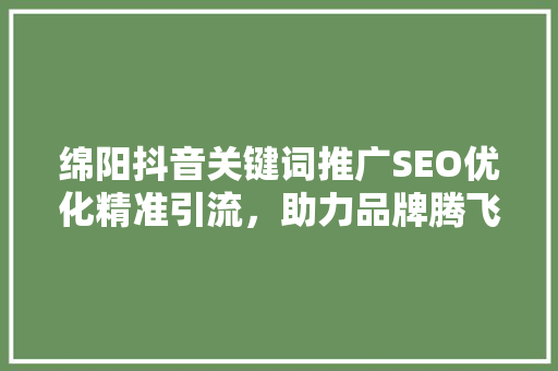 绵阳抖音关键词推广SEO优化精准引流，助力品牌腾飞