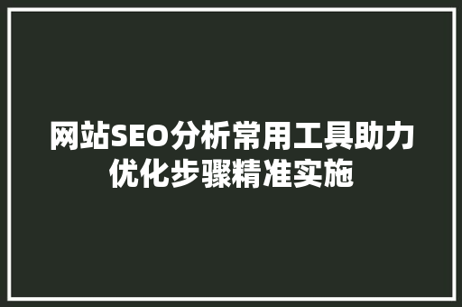 网站SEO分析常用工具助力优化步骤精准实施