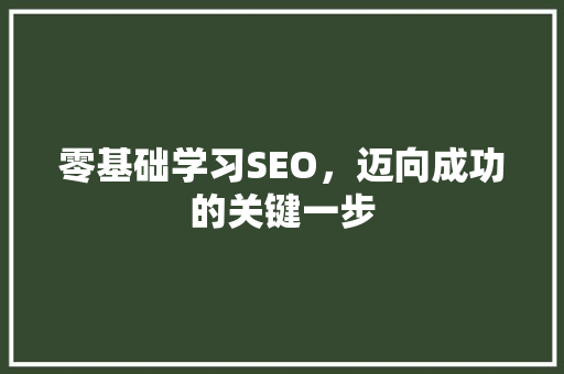 零基础学习SEO，迈向成功的关键一步