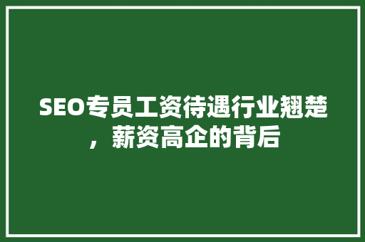 SEO专员工资待遇行业翘楚，薪资高企的背后