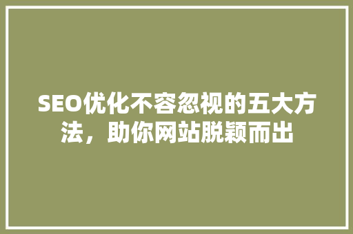 SEO优化不容忽视的五大方法，助你网站脱颖而出