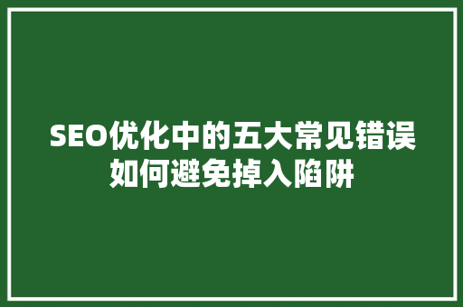 SEO优化中的五大常见错误如何避免掉入陷阱