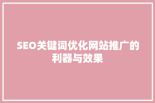 SEO关键词优化网站推广的利器与效果