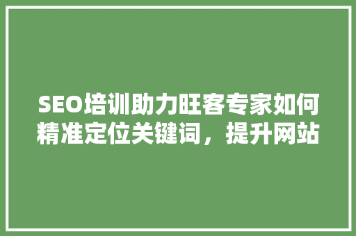 SEO培训助力旺客专家如何精准定位关键词，提升网站排名