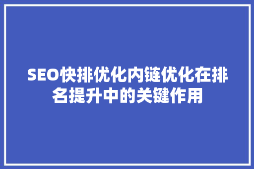 SEO快排优化内链优化在排名提升中的关键作用