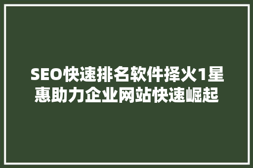 SEO快速排名软件择火1星惠助力企业网站快速崛起