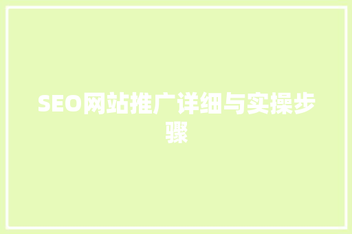 SEO网站推广详细与实操步骤