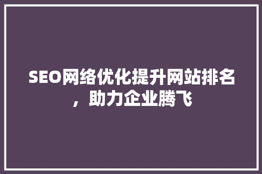SEO网络优化提升网站排名，助力企业腾飞