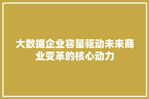 大数据企业容量驱动未来商业变革的核心动力  第1张