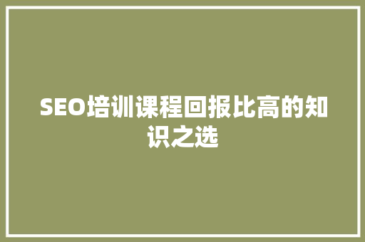 SEO培训课程回报比高的知识之选