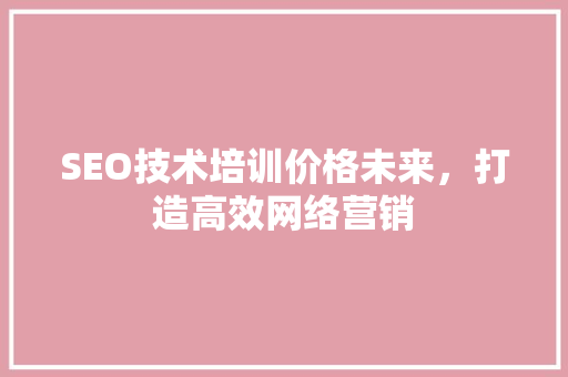 SEO技术培训价格未来，打造高效网络营销  第1张