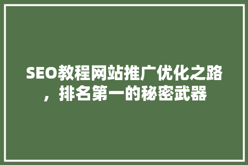 SEO教程网站推广优化之路，排名第一的秘密武器