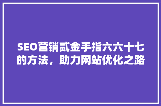 SEO营销贰金手指六六十七的方法，助力网站优化之路