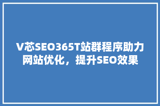 V芯SEO365T站群程序助力网站优化，提升SEO效果