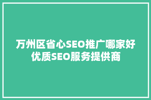 万州区省心SEO推广哪家好优质SEO服务提供商