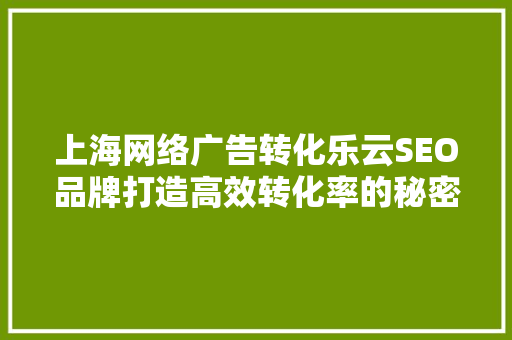 上海网络广告转化乐云SEO品牌打造高效转化率的秘密武器