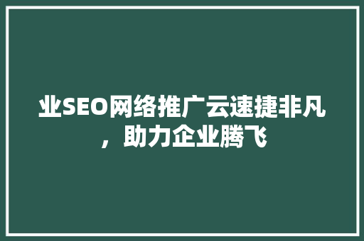 业SEO网络推广云速捷非凡，助力企业腾飞