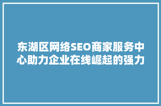 东湖区网络SEO商家服务中心助力企业在线崛起的强力引擎