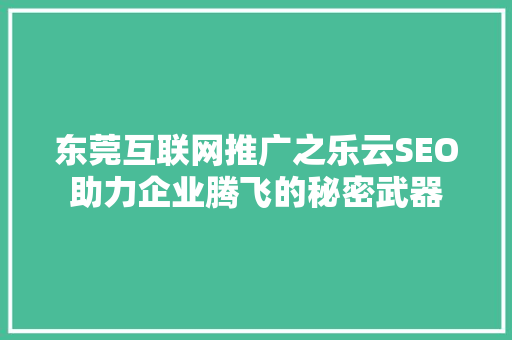东莞互联网推广之乐云SEO助力企业腾飞的秘密武器