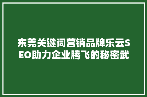 东莞关键词营销品牌乐云SEO助力企业腾飞的秘密武器