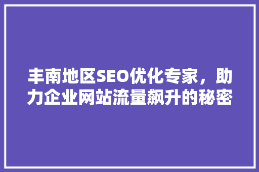 丰南地区SEO优化专家，助力企业网站流量飙升的秘密武器