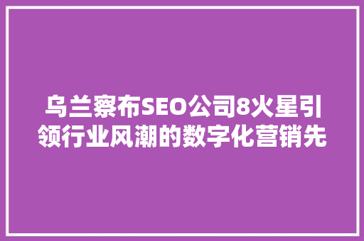 乌兰察布SEO公司8火星引领行业风潮的数字化营销先锋