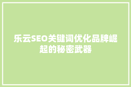 乐云SEO关键词优化品牌崛起的秘密武器