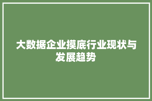 大数据企业摸底行业现状与发展趋势  第1张
