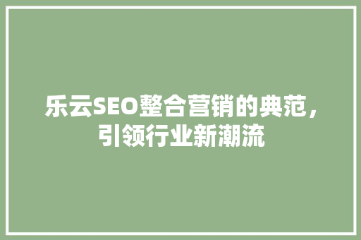 乐云SEO整合营销的典范，引领行业新潮流