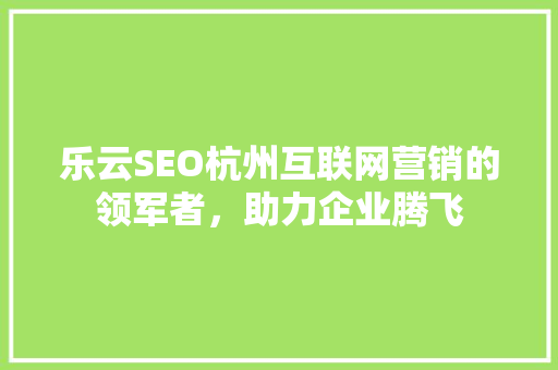 乐云SEO杭州互联网营销的领军者，助力企业腾飞