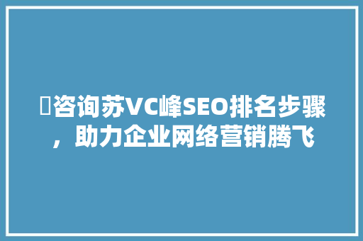 仌咨询苏VC峰SEO排名步骤，助力企业网络营销腾飞